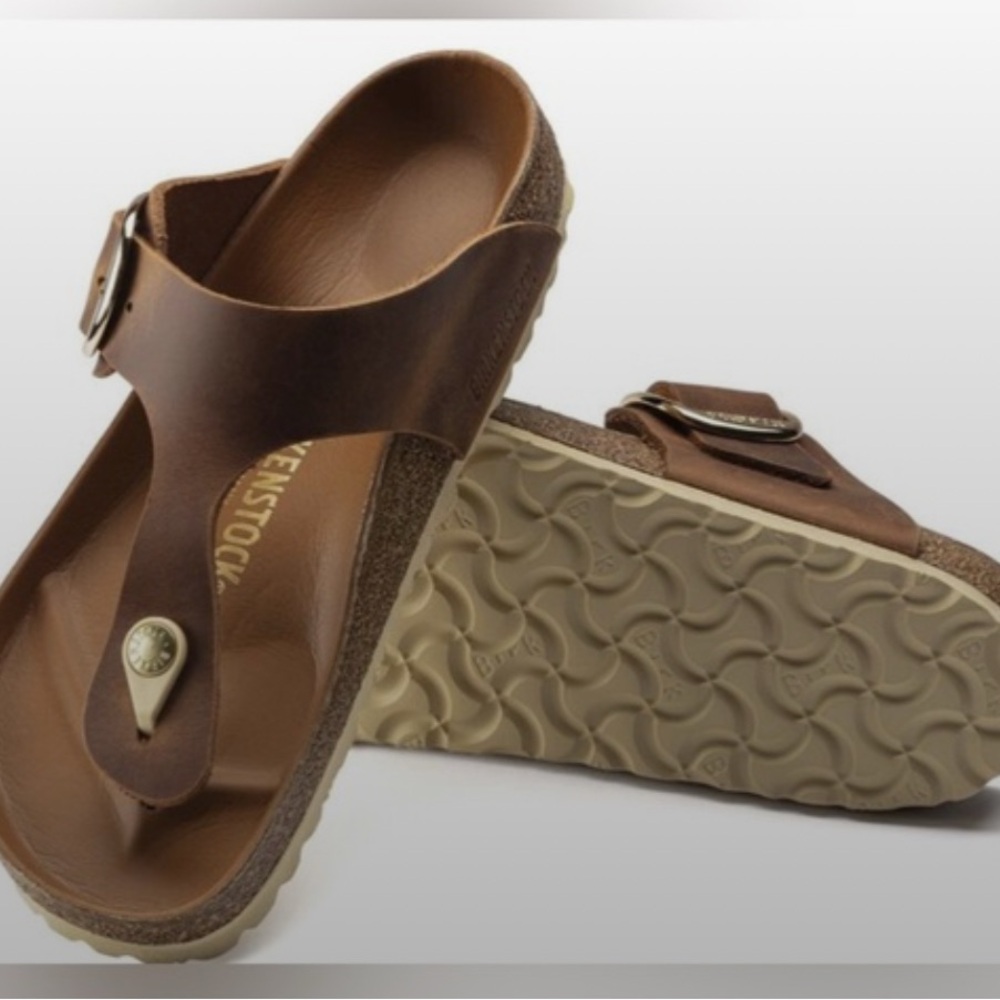 Birkenstock Big Buckle Gizeh Sandals - Cognac